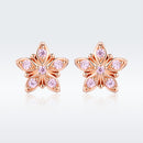 925 Sterling Silver Rose Gold Plated Pavé Setting CZ Earrings-4