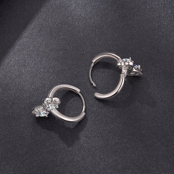 925 Sterling Silver Moissanite 0.20 Carat Earrings Plated White Gold for Women