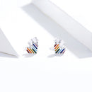 925 Sterling Silver Plated Platinum Earrings 0.5x0.6cm-5
