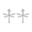 925 Sterling Silver Earrings with Pavé Setting CZ and Transparent Glass-1