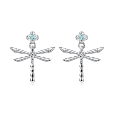 925 Sterling Silver Earrings with Pavé Setting CZ and Transparent Glass