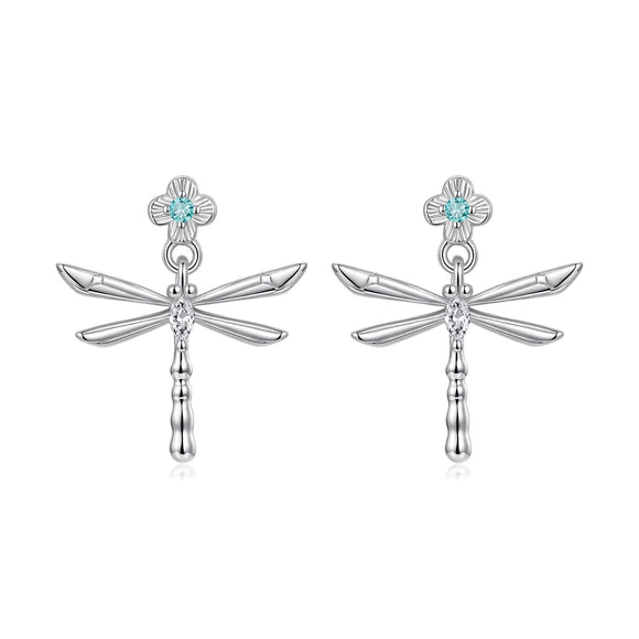 925 Sterling Silver Earrings with Pavé Setting CZ and Transparent Glass