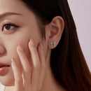 925 Sterling Silver White Gold Plated Earrings with Synthetic Turquoise and CZ-6