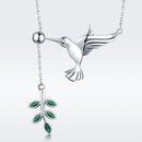 925 Sterling Silver Necklace with Bird and Leaves Design for Women-2