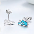 S925 Sterling Silver Earrings 0.7*0.9cm with Plated Platinum and Enamel-4
