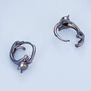 925 Sterling Silver Enamel Black Gold Earrings for Women-5