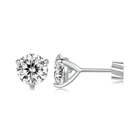 925 Sterling Silver Moissanite Earring 0.7cm White Gold Plated for Women