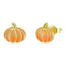 925 Sterling Silver Earrings with Enamel Finish in Gold Plating - 0.8*0.9cm for Women-1
