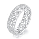 925 Sterling Silver & Platinum Plated Pavé CZ Ring Size 6 for Women-2