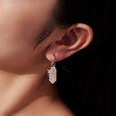 925 Sterling Silver Earrings with Natural Crystal and White Gold Plating-6