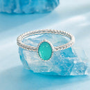 925 Sterling Silver & White Gold Plated Amazonite Ring Size 6 for Women-3