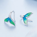 925 Sterling Silver White Gold Plated Enamel Earrings for Women-3