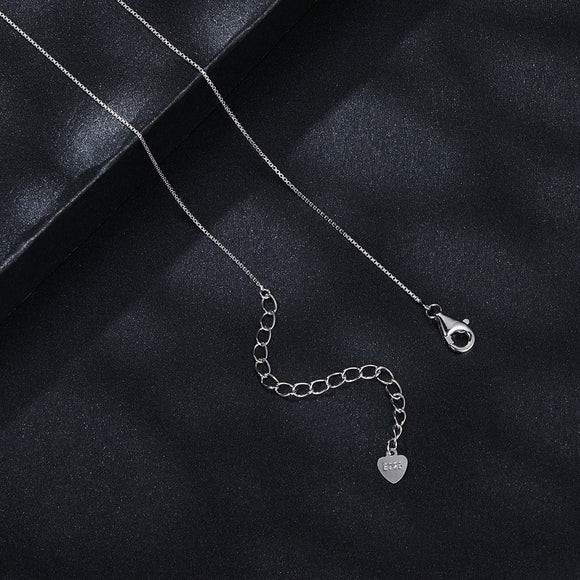 925 Sterling Silver 5mm Moissanite Necklace with Pavé Setting in White Gold, 450mm Length for Women