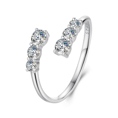 925 Sterling Silver Moissanite Ring for Women - Size E - Plated White Gold - 0