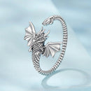 925 Sterling Silver Oxidized Dragon Ring-4