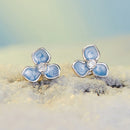 925 Sterling Silver Enamel White Gold Plated CZ Earrings-2