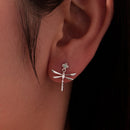 925 Sterling Silver Earrings with Pavé Setting CZ and Transparent Glass-5