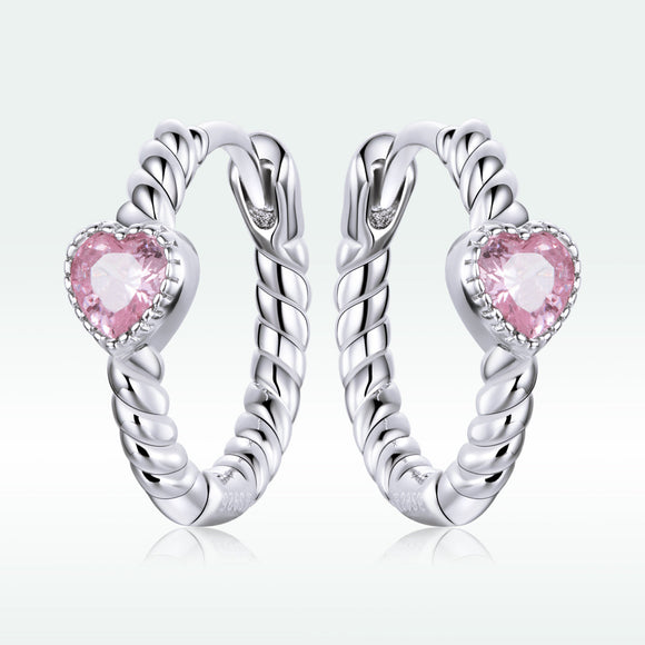 925 Sterling Silver CZ Earrings with Pavé Setting 1.3cm for Women