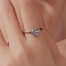 925 Sterling Silver Luminous Stone 0.80cm Moon Ring for Women-6