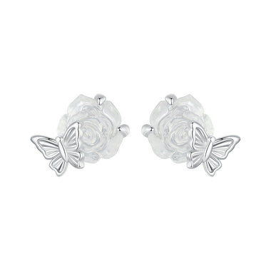925 Sterling Silver White Gold Plated Resin Earrings 8x10mm for Women