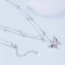 925 Sterling Silver Butterfly Necklace with Pavé Setting CZ, 40cm Length for Women-5