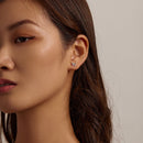 925 Sterling Silver Earrings with Pavé Setting CZ and Oxidized Silver-2