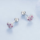 925 Sterling Silver Earrings with Pavé Setting CZ in White Gold for Women-4