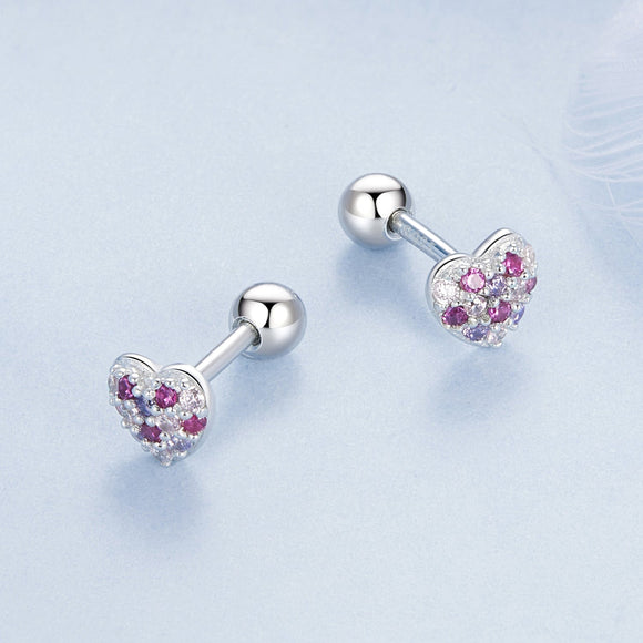 925 Sterling Silver Earrings with Pavé Setting CZ in White Gold for Women
