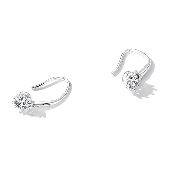 925 Sterling Silver Earrings with Pavé Setting and Platinum Plating