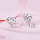 925 Sterling Silver Earrings with Pavé Setting CZ in White Gold, 0.8 x 0.9 cm-4