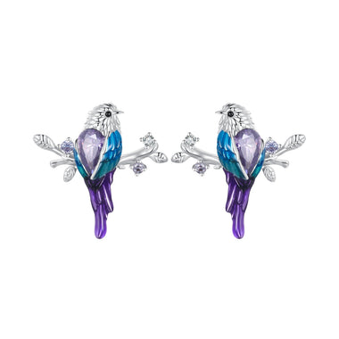 925 Sterling Silver Enamel Process Pavé Setting CZ Earrings