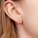 925 Sterling Silver Earrings with Pavé Setting CZ - Oxidized Silver, 1.1cm for Women-6
