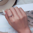 925 Sterling Silver Oxidized CZ Pendant Ring Size 6 for Women-6
