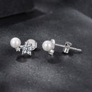 925 Sterling Silver 0.20 Carat Moissanite Earrings with Synthetic Pearl for Women-4