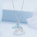 925 Sterling Silver Necklace with CZ & Enamel - 40+5cm Length, Fishtail Design for Women-3