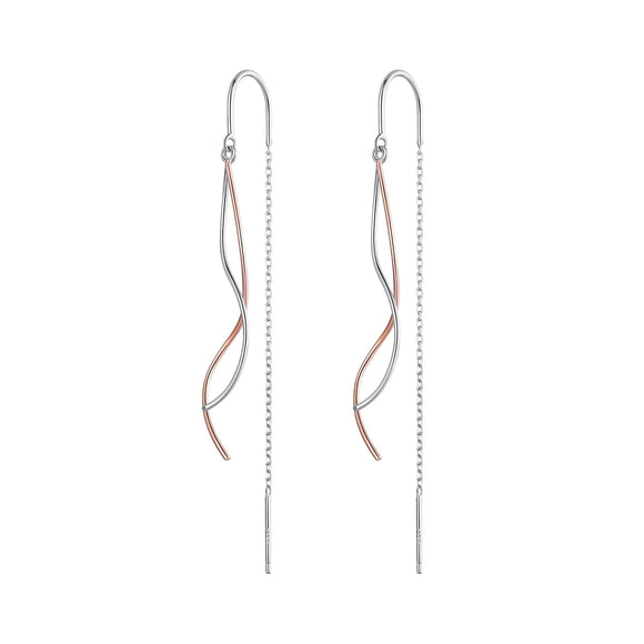 925 Sterling Silver Earrings 56*10mm Plated Platinum Rose Gold for Women