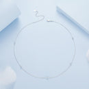 925 Sterling Silver Necklace with White Gold Plating, Length 40+5cm, Chain Thickness 0.08cm, for Women-3