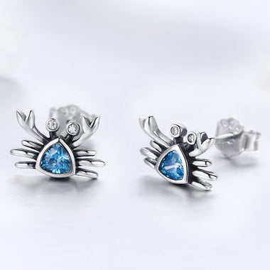 925 Sterling Silver Oxidized CZ Earrings 0.7cm x 1cm for Women - 0