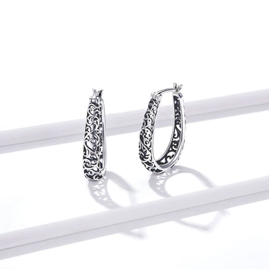 925 Sterling Silver Earrings 2.3*0.4cm Oxidized Silver for Women - 0