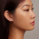 S925 Sterling Silver Small Platinum Plated Earrings with Pavé Setting CZ-5