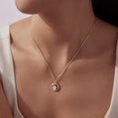 925 Sterling Silver Moissanite Necklace 40+5cm with CZ for Women-8