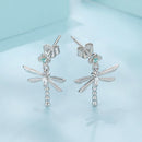 925 Sterling Silver Earrings with Pavé Setting CZ and Transparent Glass-3