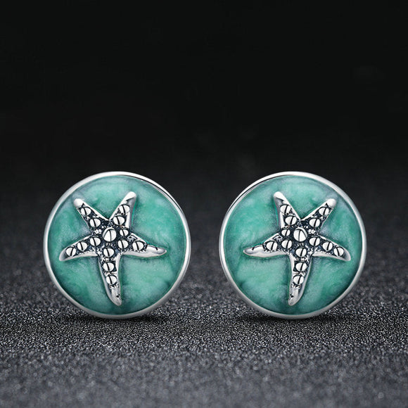 925 Sterling Silver Oxidized Enamel Earrings