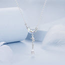 925 Sterling Silver Pendant Necklace with CZ and Transparent Glass for Women-4