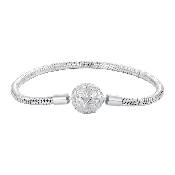 925 Sterling Silver White Gold Plated 17cm CZ Pavé Bracelet for Women