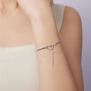 925 Sterling Silver Plated White Gold Bracelet - Adjustable 17+5cm-7