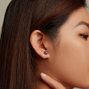 925 Sterling Silver Earrings with Pavé Setting CZ in Black Gold Plating-7