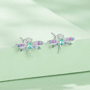 925 Sterling Silver Earrings with Pavé CZ and Transparent Glass-3