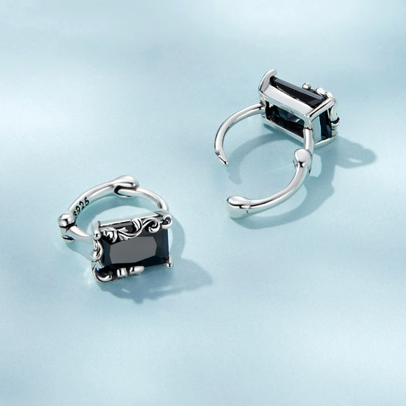 925 Sterling Silver Earrings with CZ and Oxidized Finish for Women