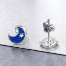 925 Sterling Silver Earrings for Women - Enamel Moon and Sun Design, 0.7x0.6cm, 0.6x0.8cm-4